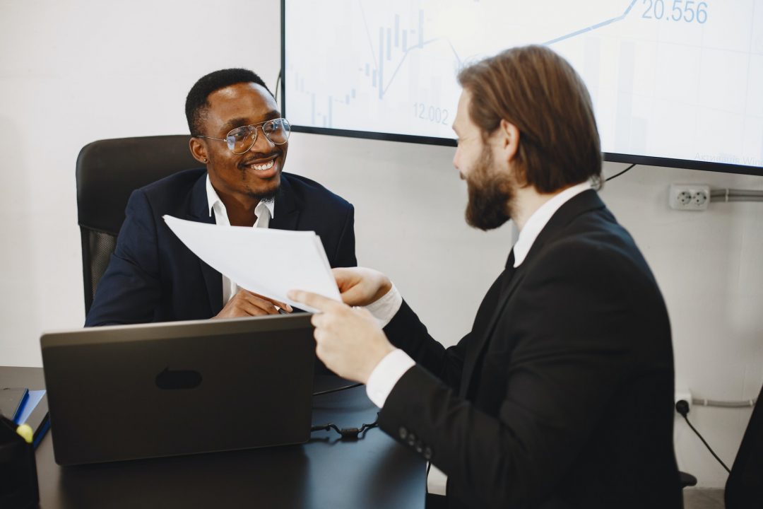 Two busines partners men in the office